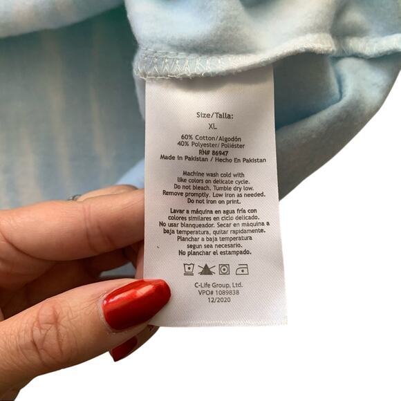 AC/DC Tie Dye Graphic Raw Hemline Cropped Hoodie Sweater Size XL - Picture 6 of 9